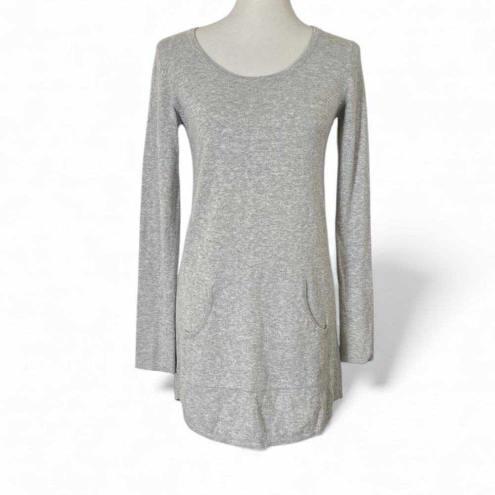 Cynthia Rowley Gray Longline Sweater XS Kangaroo Pocket
